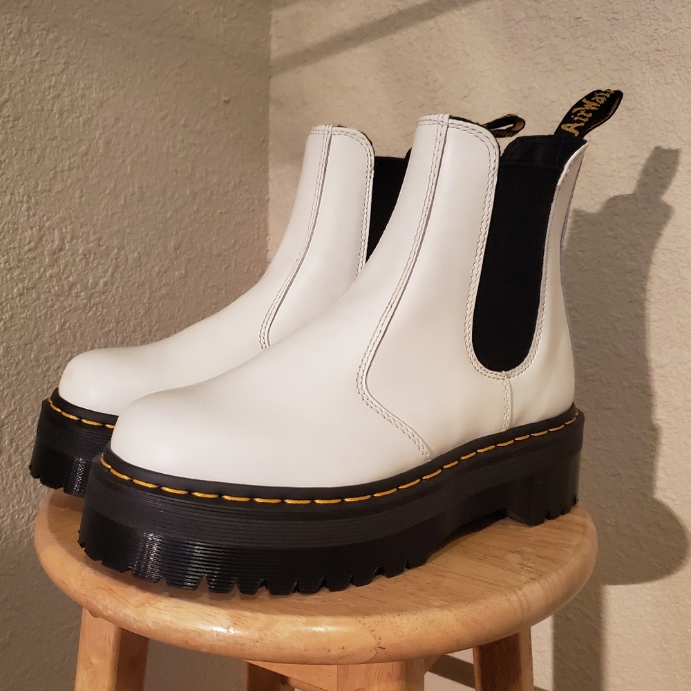Dr. Martens Platform White Chelsea 2976 Quad Boots